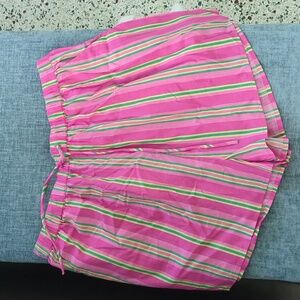 Primark Pink and Green Striped High Waist Shorts